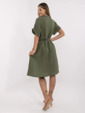 Einfaches khaki Kleid mit Kragen