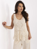 Beige Bluse mit V-Ausschnitt