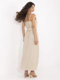 Beige Maxikleid mit Gürtel