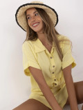 Stilvolle gelbe Bluse mit kurzen Ärmeln