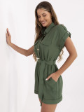 Stylischer khaki Overall mit kurzen Ärmeln
