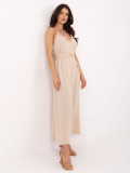Beige Maxikleid mit Volant