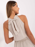 Beige schwingendes Kleid mit Volant