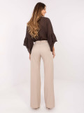 Beige elegante weite Baumwollhose