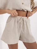 Beige Shorts mit hohem Bund