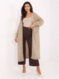 Beiger langer Cardigan mit Taschen