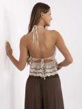 Beige Boho-Top mit Spitzenmuster