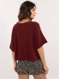 Eleganter bordeauxfarbener Pullover mit 3/4-Ärmeln
