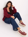 Bordeauxfarbener Cardigan mit Volant