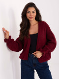 Bordeauxfarbener Cardigan mit Volant