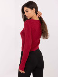 Eleganter bordeauxfarbener Pullover mit V-Ausschnitt