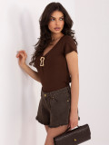 Elegante braune Bluse mit V-Ausschnitt