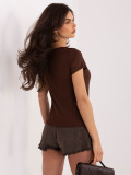 Elegante braune Bluse mit V-Ausschnitt
