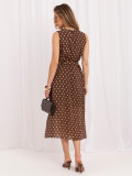 Braunes Midi-Kleid mit Punkten und Gürtel
