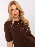 Eleganter brauner Pullover mit Applikation