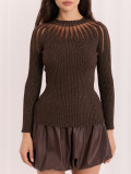Eleganter brauner Pullover mit Rundhalsausschnitt