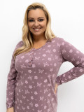 Damen-Nachthemd mit Print und Knöpfen, rosa