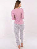 Damen Baumwoll-Pyjama mit Print, rosa