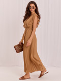 Braunes ausgestelltes Midi-Kleid mit Gürtel