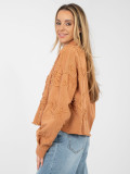 Kurze orangefarbene Jeansjacke mit Blumenapplikation