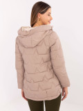 Beige Übergangsjacke mit Kapuze