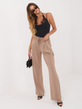 Beige Jogginghose mit Streifen und hohem Bund