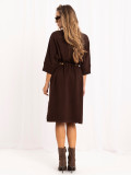 Braunes Oversize-Strickkleid mit Gürtel und Rollkragen