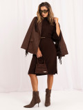 Braunes Oversize-Strickkleid mit Gürtel und Rollkragen