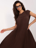 Braunes ärmelloses Midi-Kleid mit Knöpfen