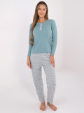 Damen-Baumwollpyjama mit Print, mintgrün