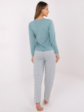 Damen-Baumwollpyjama mit Print, mintgrün