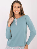 Damen-Baumwollpyjama mit Print, mintgrün