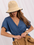 Maxikleid mit Volant und Wickelausschnitt, blau