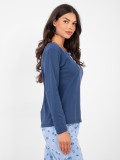 Damen-Pyjama mit Blumenmuster, blau