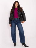 Damen-Balloon-Fit-Jeans mit hohem Bund, dunkelblau