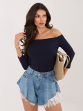 Kurze Damen-Jeansshorts mit Spitze, blau
