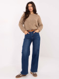 Damen-Jeans in Dunkelblau mit geradem Bein und hohem Bund