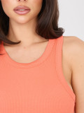 Geripptes ärmelloses Top in Orange