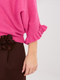 Rosa Pullover mit 3/4-Ärmeln und Volant