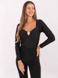 Elegante schwarze Bluse mit langen Ärmeln