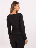 Elegante schwarze Bluse mit langen Ärmeln