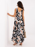 Schwarzes Maxi-Sommerkleid mit V-Ausschnitt und Print