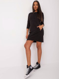 Schwarzes Baumwoll-Minikleid mit 3/4-Ärmeln