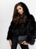 Schwarze Wolljacke mit Kapuze und Futter