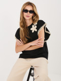 Schwarze Baumwollbluse mit Applikation