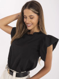Elegante schwarze Bluse mit Rüschen