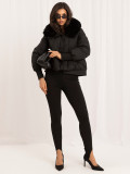 Schwarze gesteppte Winterjacke mit Stehkragen
