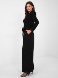 Elegante schwarze Wide-Leg-Hose mit hohem Bund und Gürtel