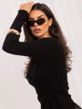 Eleganter schwarzer Pullover mit Wickelausschnitt