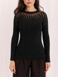 Eleganter schwarzer Pullover mit Rundhalsausschnitt